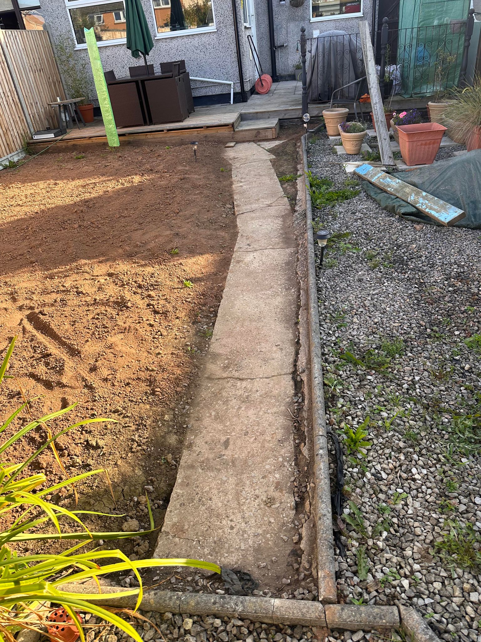 Concrete with next to top soil